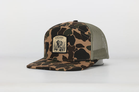 CAMO/GREEN 7 PANEL PATCH HAT