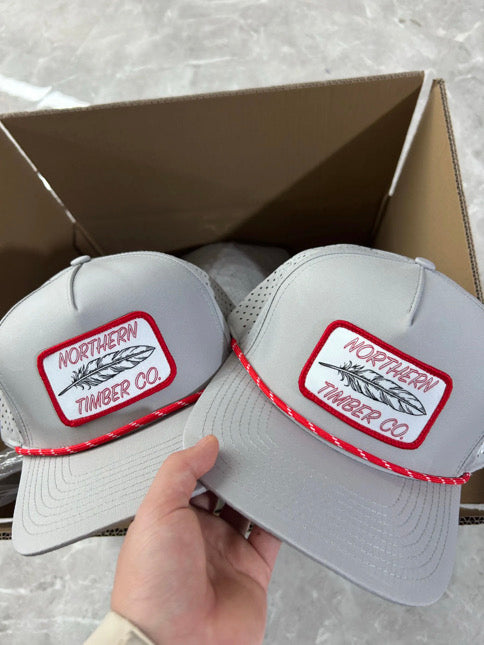 GREY FEATHER ROPE HAT